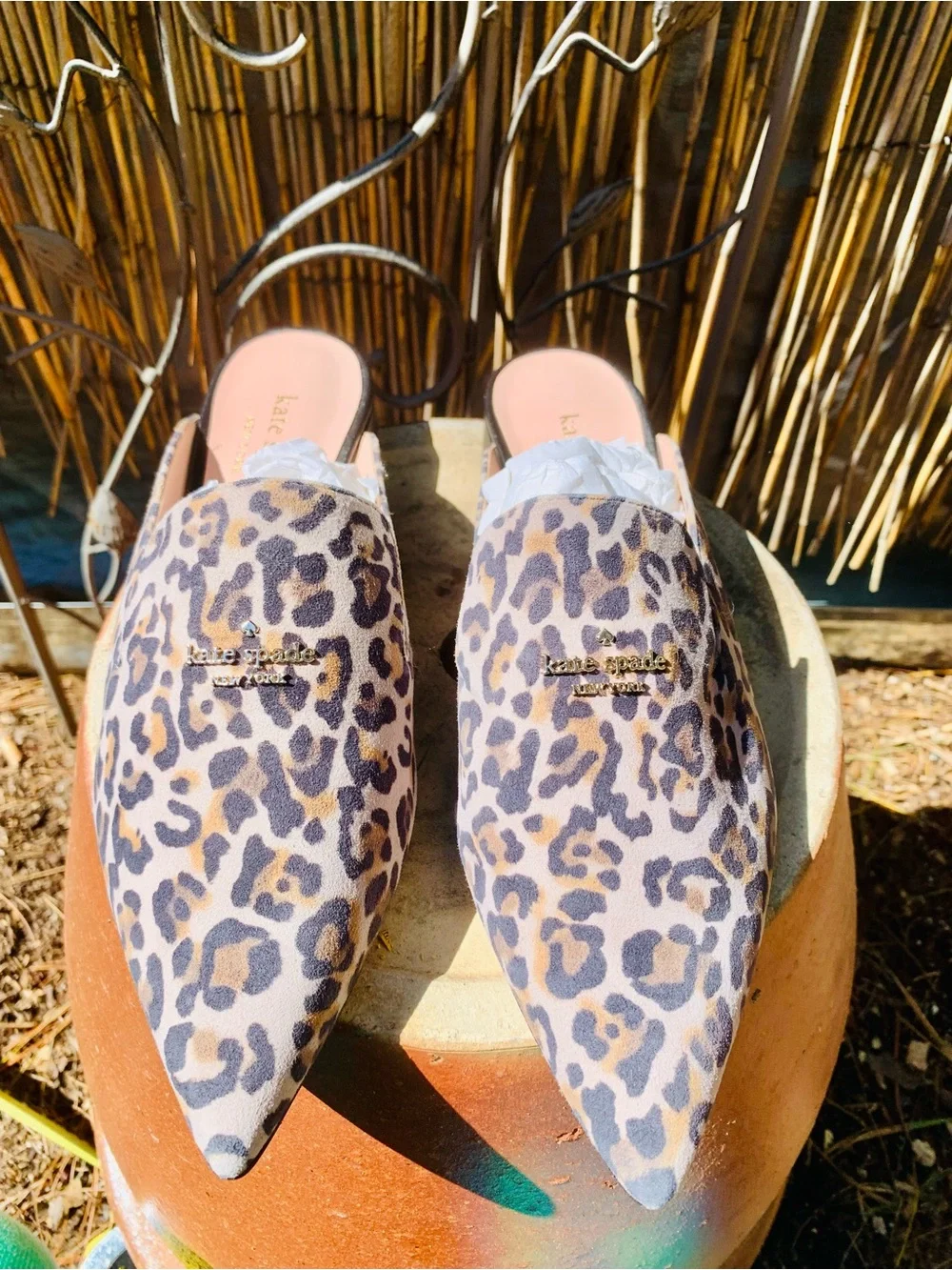 kate spade Leopard Print Pointed Mules - tan/Brown
